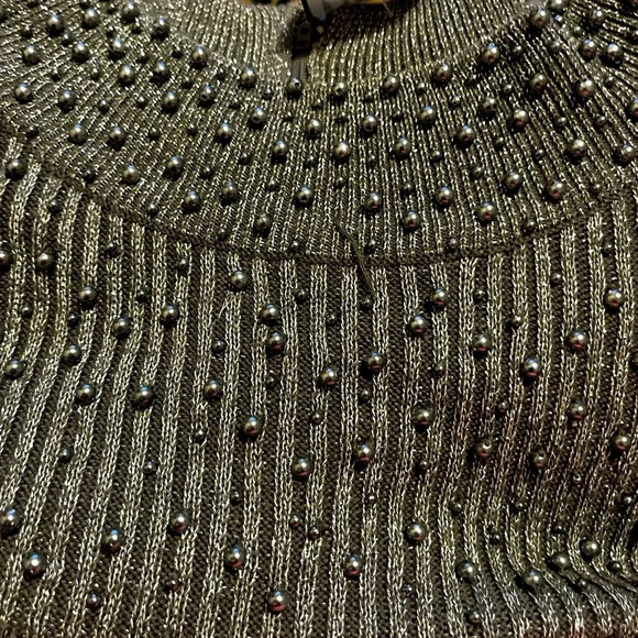 Maggie Barnes Women Gray Silver beads rib knit sweater. Gray/silver size 1X used - Picture 7 of 16